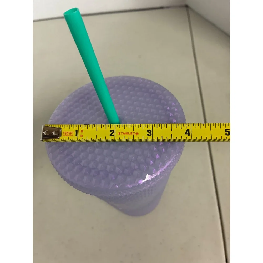 Starbucks Lilac Purple Studded Iridescent Venti 24oz Cold Cup Tumbler Teal Straw